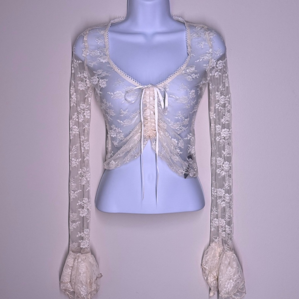 Sheer Ivory Lace Corset Top